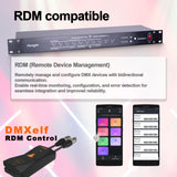 Pknight 8-Port RDM DMX Splitter with Dual Input, PowerCON Linking, and Signal Amplifier Distributor