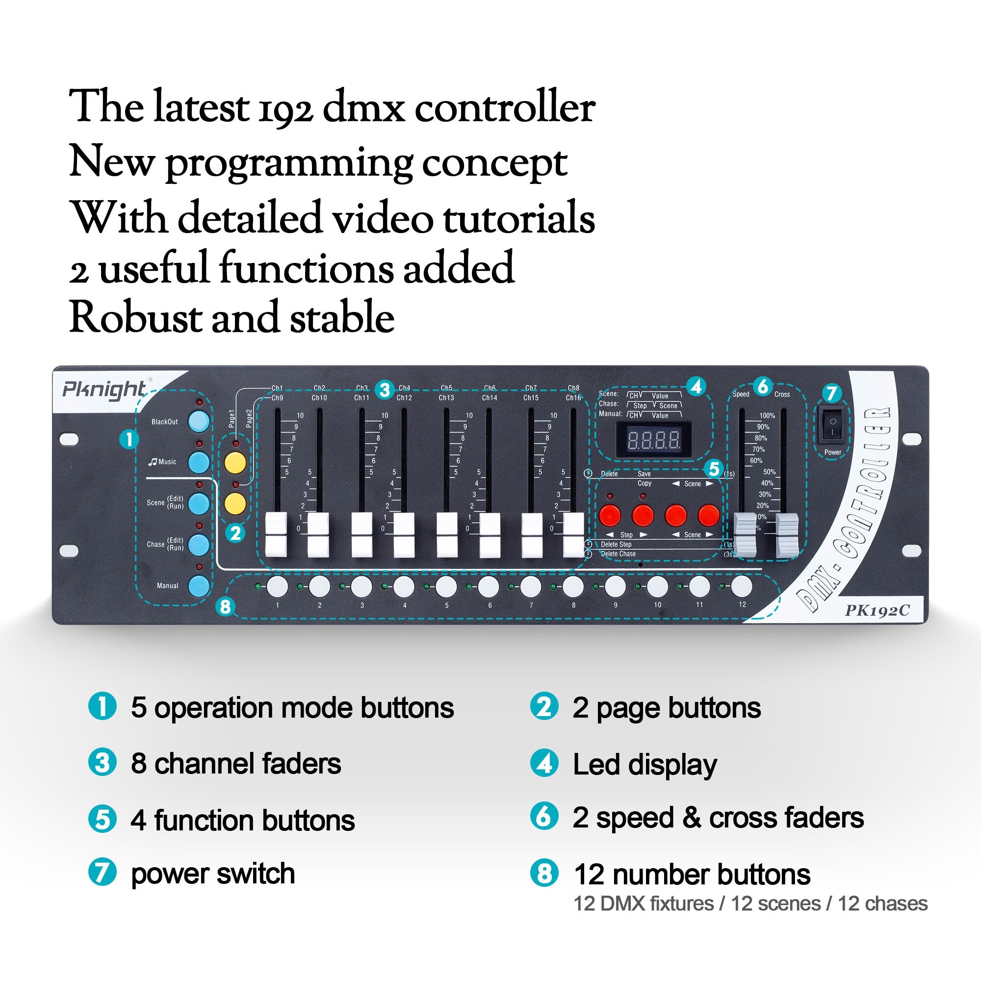 DMX Controller 192 DMX 512 Controller for DJ Lights DMX Console